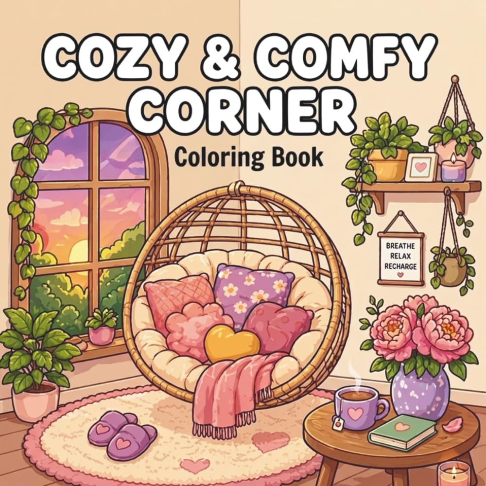 Cozy & Comfy Corner Coloring Book: Calm Spaces & Relaxing Designs for Adults and Teens