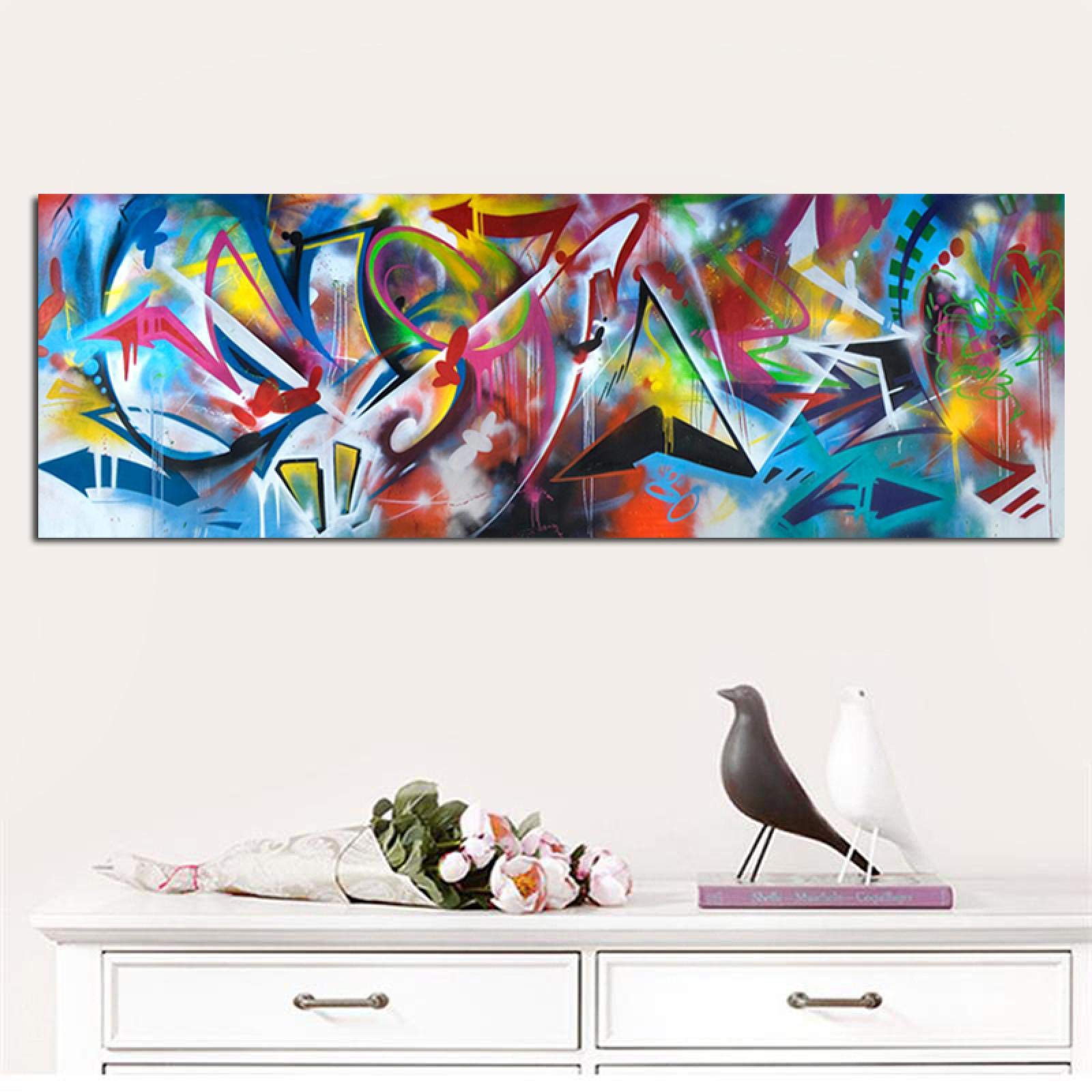 Pittura astratta geometrica nordica su tela Poster e stampe Cuadros Immagine di arte della parete Soggiorno Decorazione scandinava 60x180 cm Senza cornice