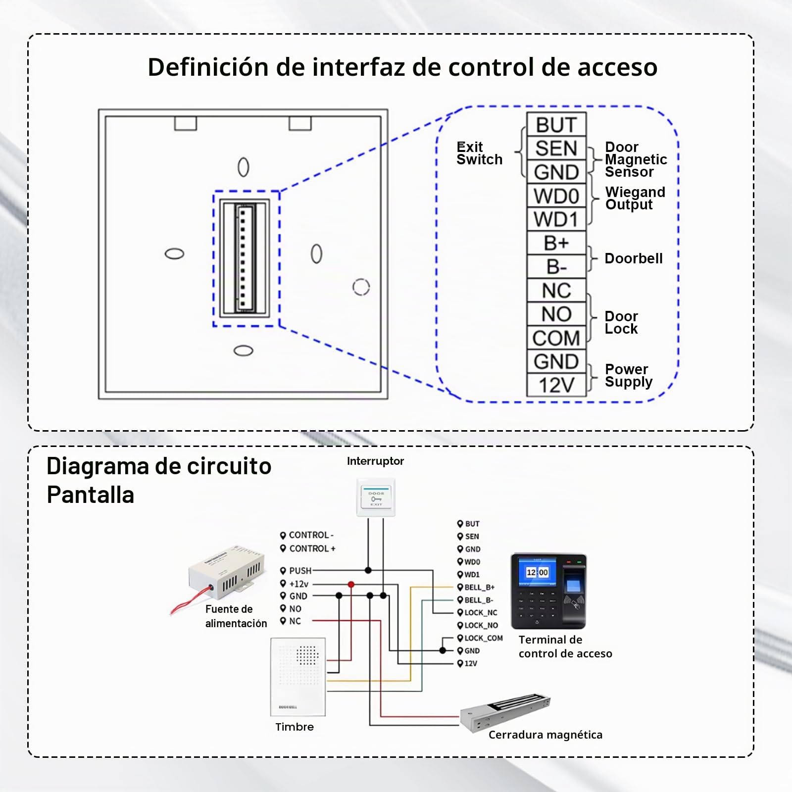 Control Horario Empleados para Pequeñas Empresas, Maquina Asistencia Empleados con Huella Dactilar, RFID y Pin, Equipado con 10 tarjetas RFID, Capacidad para 1000 Huellas Dactilares, 25 Idiomas