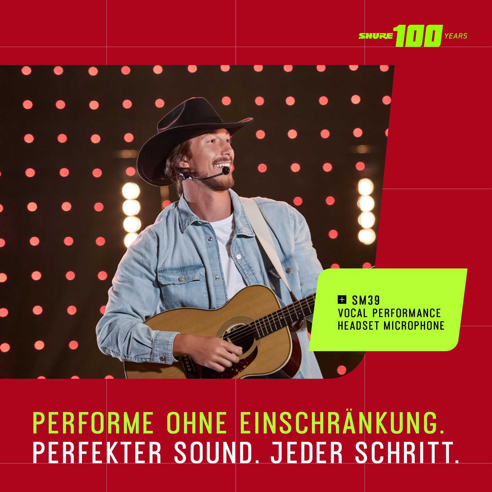 Shure SM39 Mikrofon - Kardioid-Kopfbügelmikrofon für Sprach- und Performance-Anwendungen, TA4F-Anschluss (SM39-TQG)