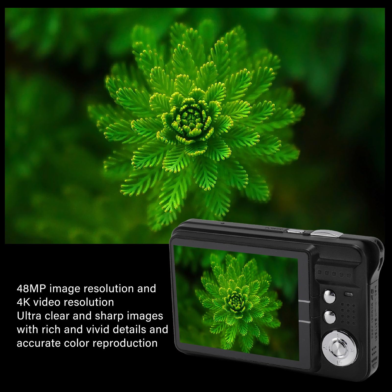 Fotocamera Digitale 4K per Fotografia, Fotocamera Compatta HD con Zoom 8X Anti-vibrazione e Messa a Fuoco Automatica con Schermo da 2,7 Pollici, Bellezza Automatica, Fotocamera