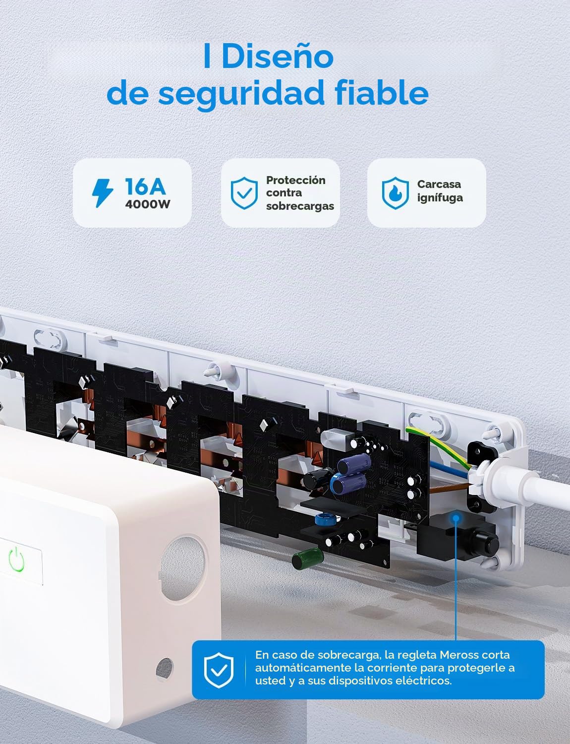 Regleta inteligente (tipo E) 16 A wifi compatible con Apple HomeKit, Alexa y Google Home (4 tomas de CA y 4 puertos USB), regleta inteligente con control por voz