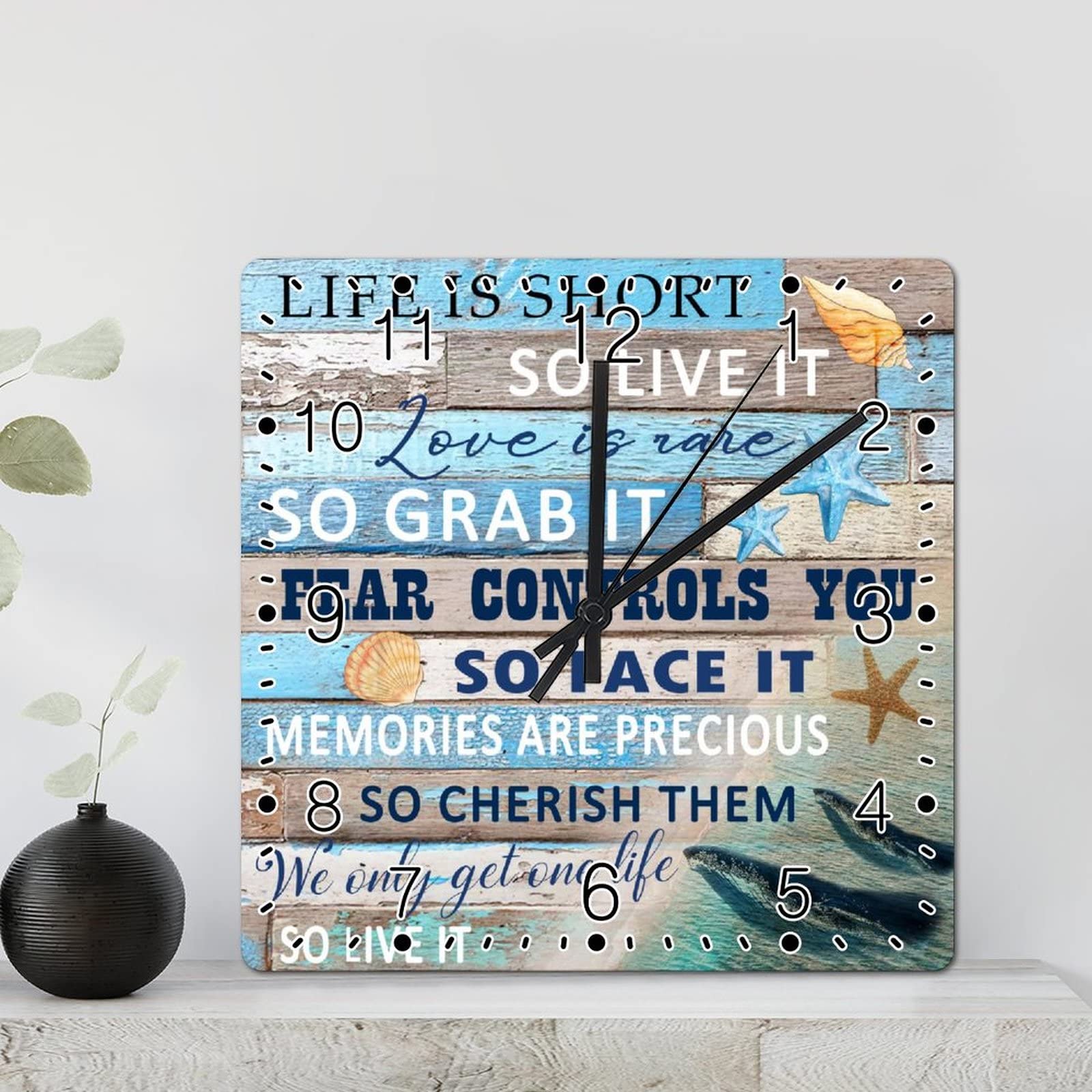 Horloge murale conque et coquillage 30cm | Pendule d'été silencieuse à pile