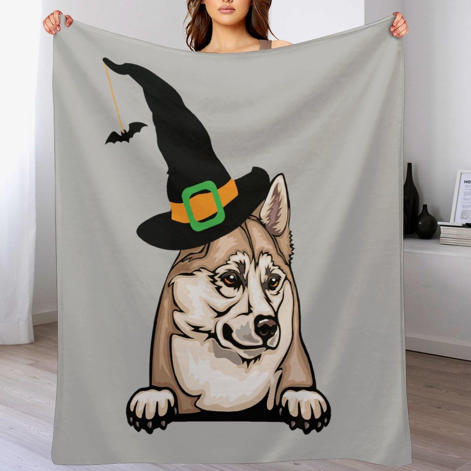 Couverture polaire norvégienne Buhund pour Halloween, 152,4 x 203,2 cm, chaude, légère, pour animal de compagnie, chiot, chien, pour enfants, bébés, garçons, filles, adultes