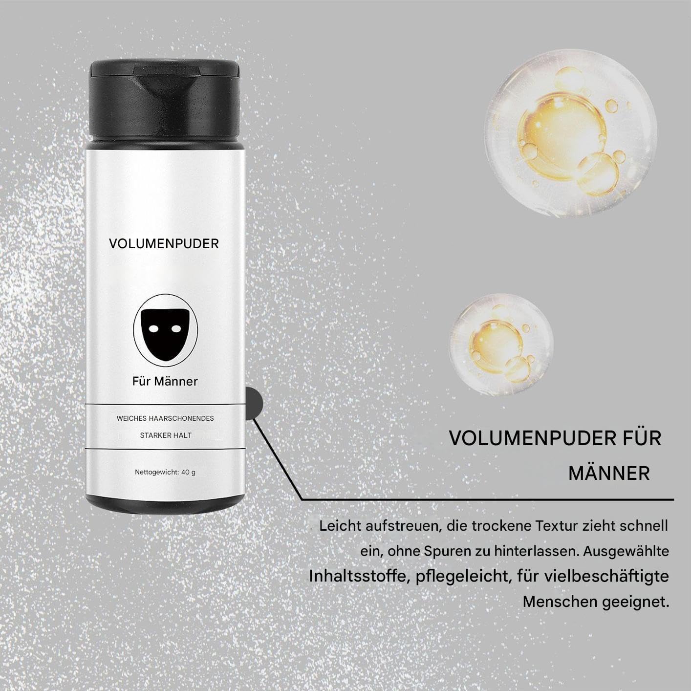 2 x puder do stylizacji włosów, puder do stylizacji włosów dla mężczyzn, stylizacja włosów i wosk objętościowy z efektem matowym, puder do włosów, naturalny proszek do włosów, długotrwały proszek do