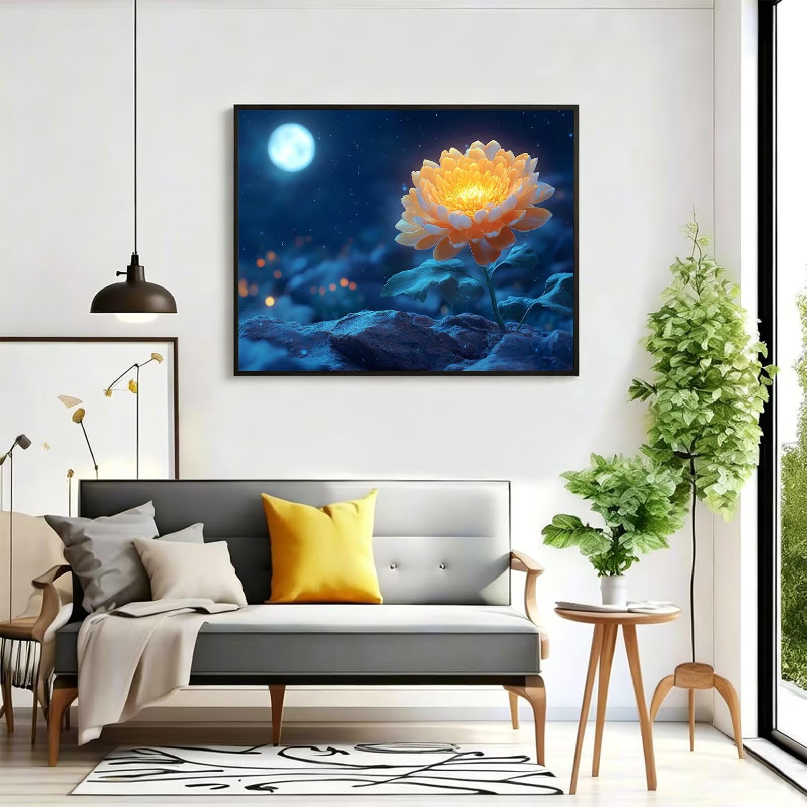 Pintar por Numeros Luna Pinturas Acrilicas flor Pintura por Numeros Adultos DIY Lienzos para Pintar, Pintura Acrilica Manualidades, Decoración para Hogar, Regalos Cumpleaños, 70x90cm Sin Marco, q-948