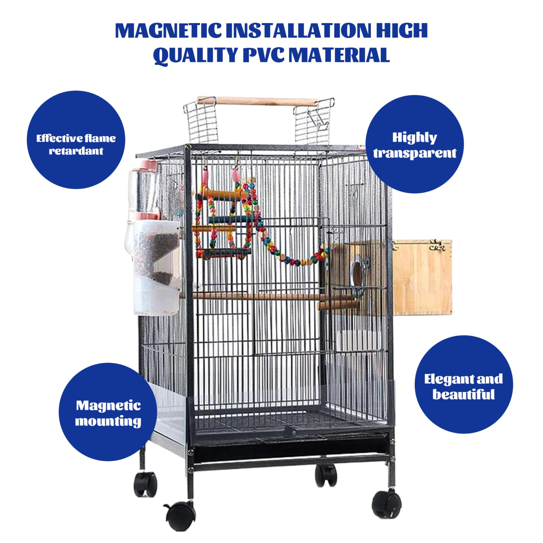 Protector de Receptor de Semillas para Jaula de pájaros Jaula de PVC Transparente antidispersión sin desorden para Loros periquitos y guacamayos 4 Uds.