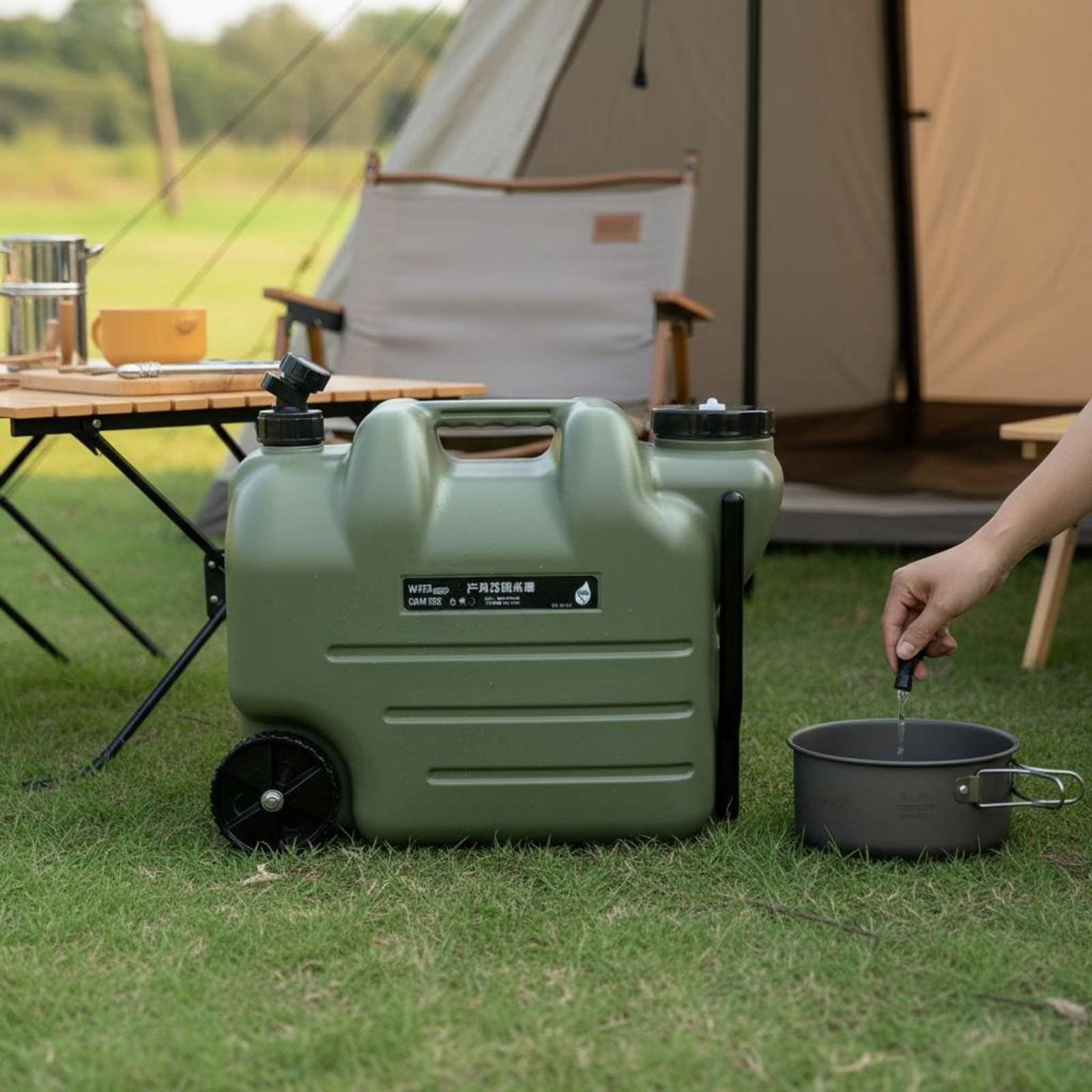 predolo Tanque de Agua Rodante 28L Gran Capacidad Bidón de Agua con Ruedas y Grifo Tipo Alimenticio para Viajeros en Autocaravana, Entusiastas Del Aire Libre, Negro
