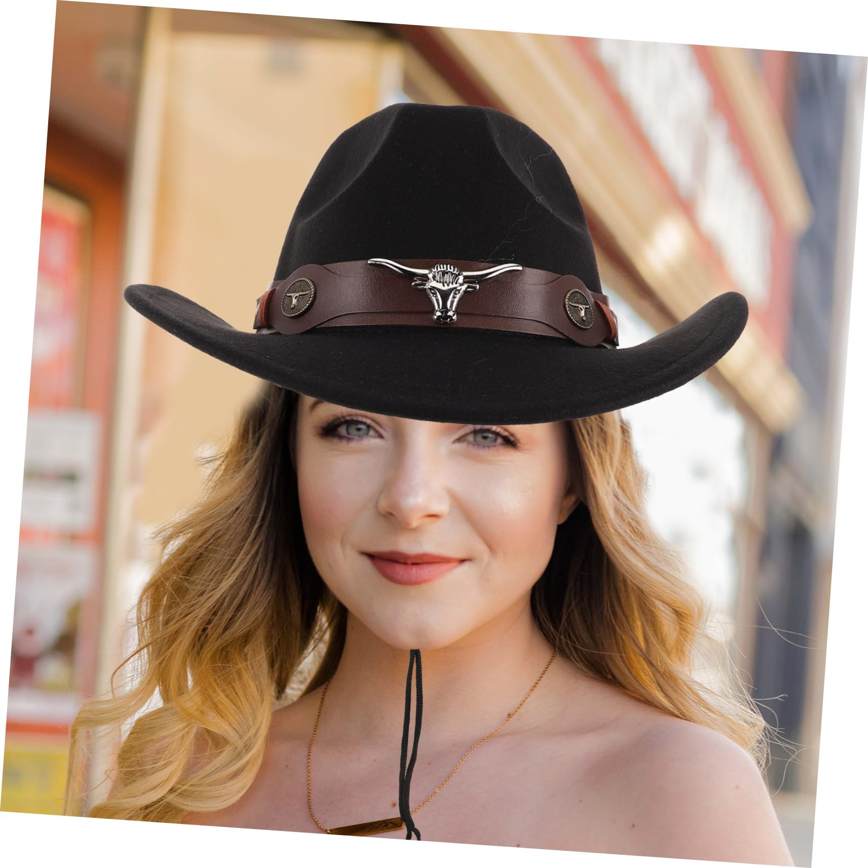 VALICLUD 4pezzi Cappello Western Uomo in Morbido Panno di Fibbia Regolabile e Ala Larga per Protezione Solare Adatto Eventi all Aperto e Outfit Country
