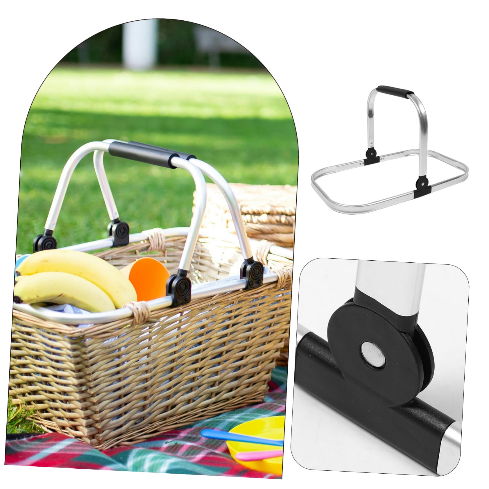Toyvian Aluminium-korbgriffrahmen Leicht Und Robust Klappbarer Korbrahmen Mit Anti-rutsch-griffdesign Als Ersatzgriff Für Picknickkorb Und Einkaufskorb Für Lebensmittel Gemüse Und