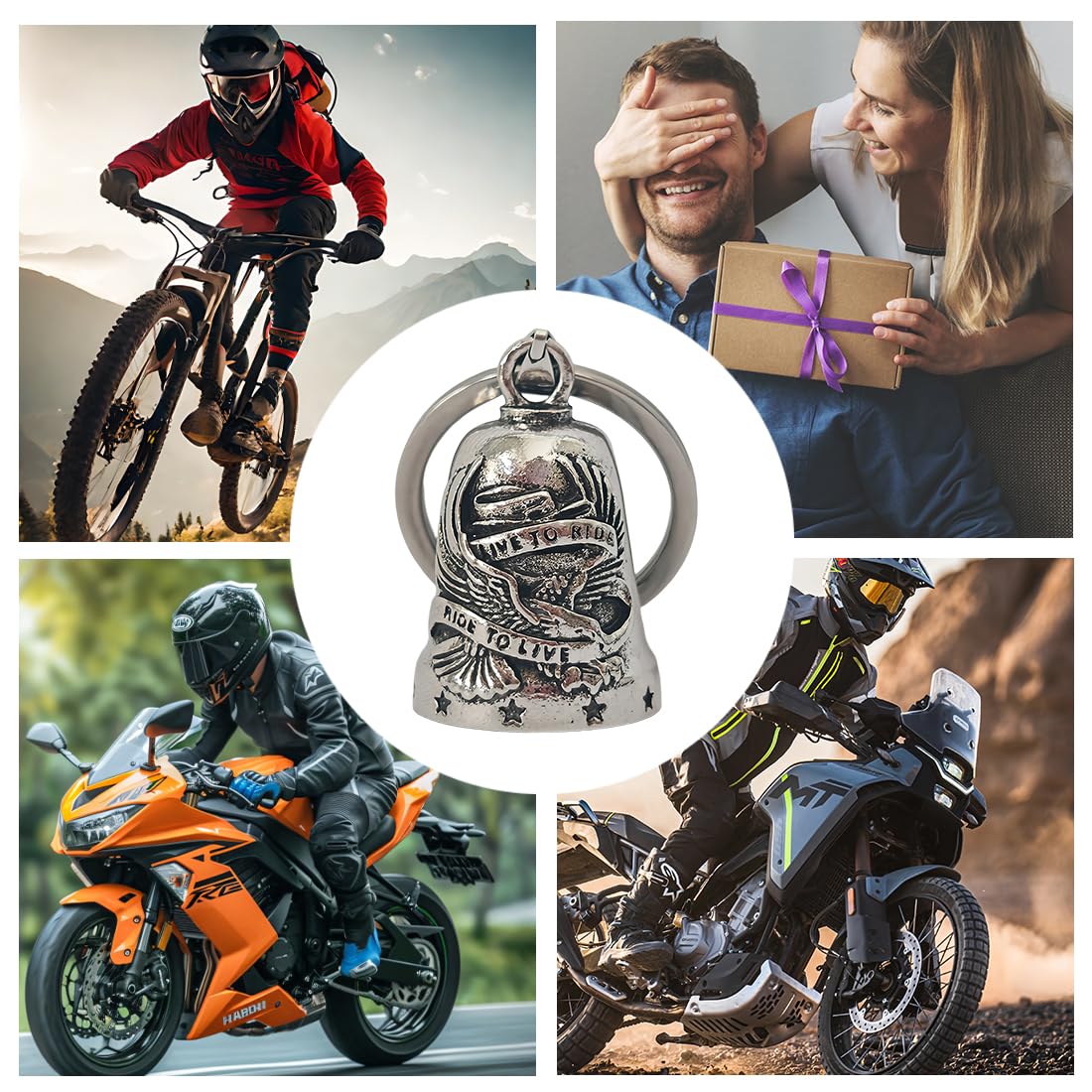Campana Portafortuna Guardian Bell Per Moto – Acciaio Inox Con Portachiavi – Regalo Per Motociclisti