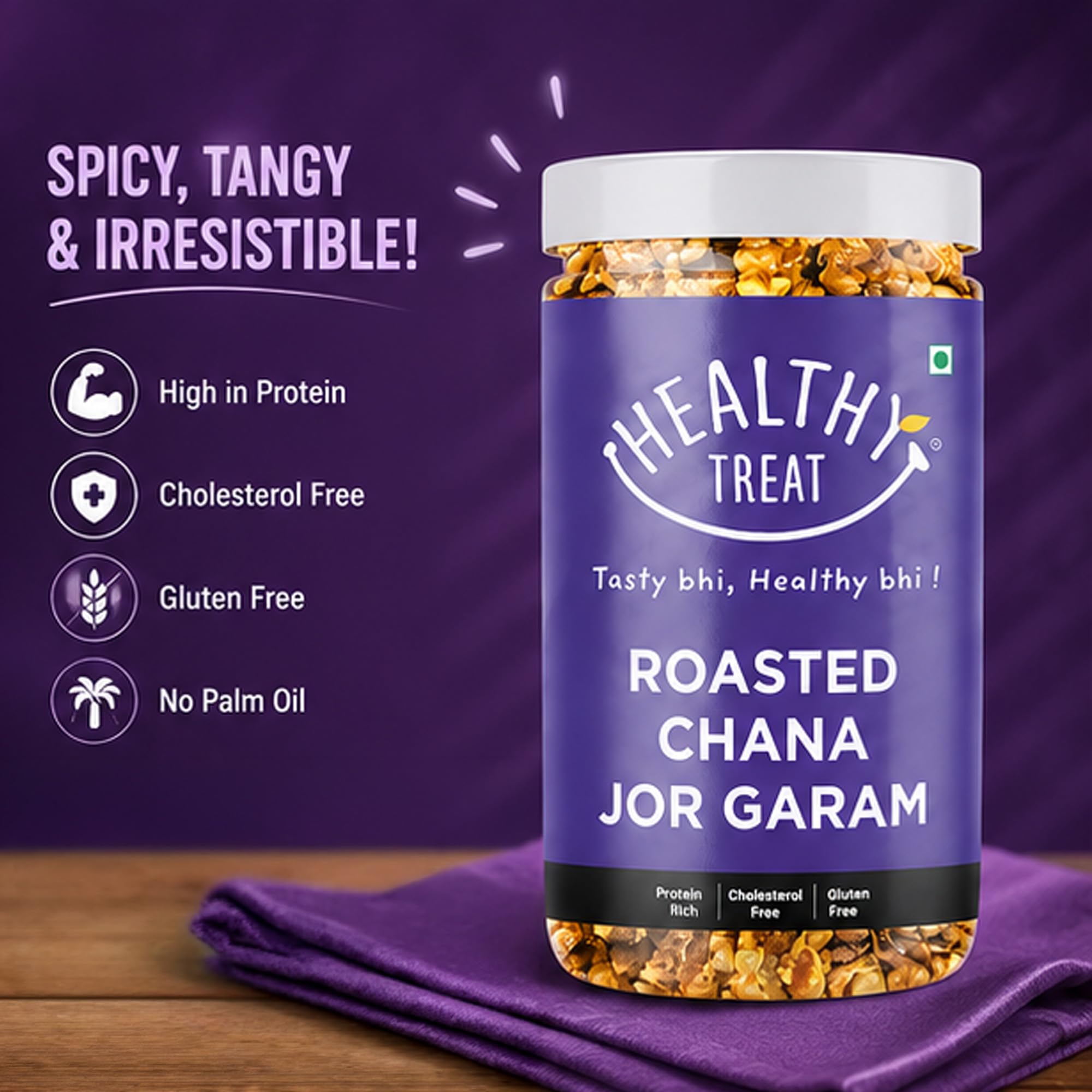 Healthy Treat Diabetic Friendly Healthy Snacks Pack | Roasted Soyabean, Roasted Chana Jor, Roasted Green Moong, Roasted High Energy Trail mix | Roasted Healthy Snacks Pack 2