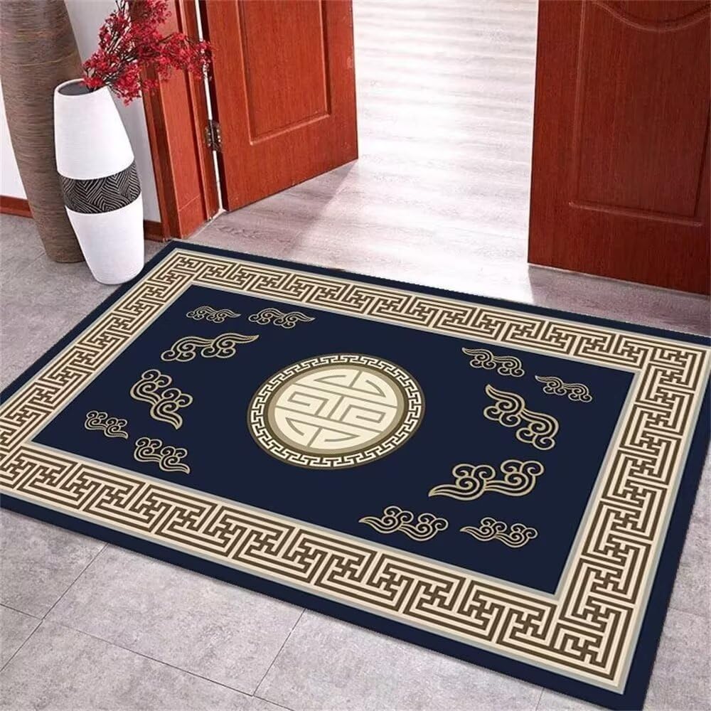 Tapis de salon bleu antidérapant résolvant le problème des sols glissants