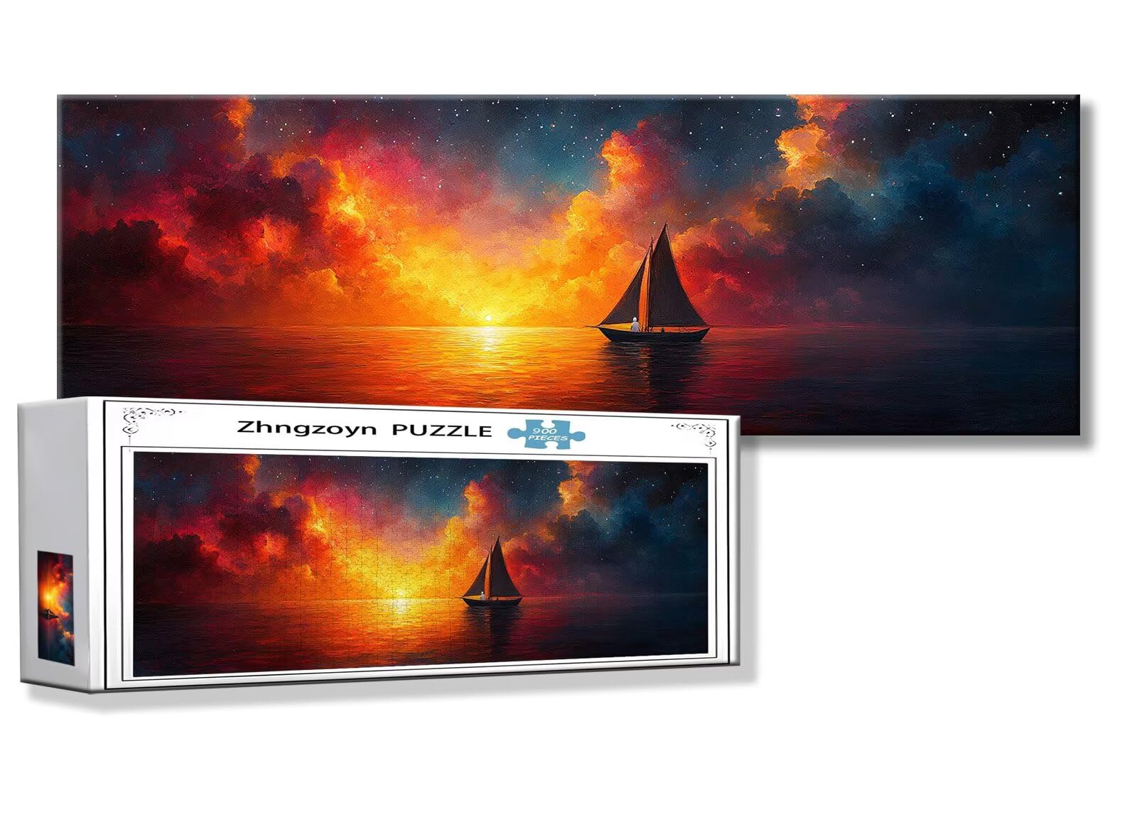 Puzzle Paysage 900 Pieces Bateau Puzzle Adultes 87 x 34 cm DIY Difficile Classiques Jigsaw Panoramique, Adulte Jeu éducatif, 2025 Bois Jigsaw Art Impossible Famille Challenge, Cadeau pour Femme L-7