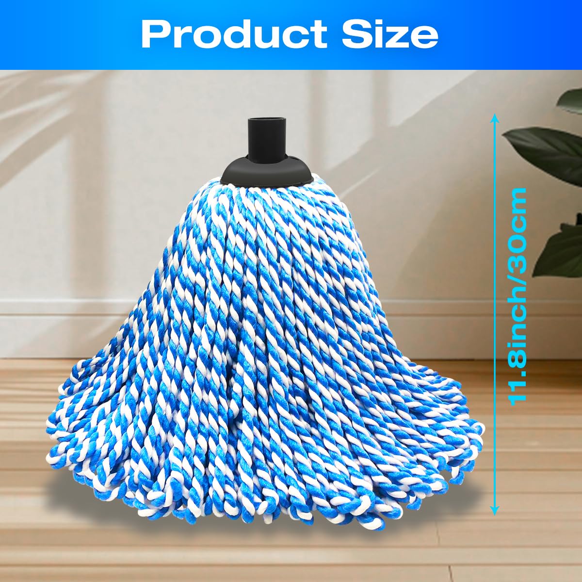 Cotton String Screw on Mop Replacement Head Compatible with O-Cedar as Well All Standard US Threading Pole (Acme 3/4 inch Thread) - 2 PCS