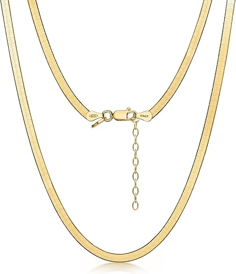 Amberta Collana Serpente Piatta In Argento Sterling 925 Per Donna – 45 Cm, 3 Mm - 5