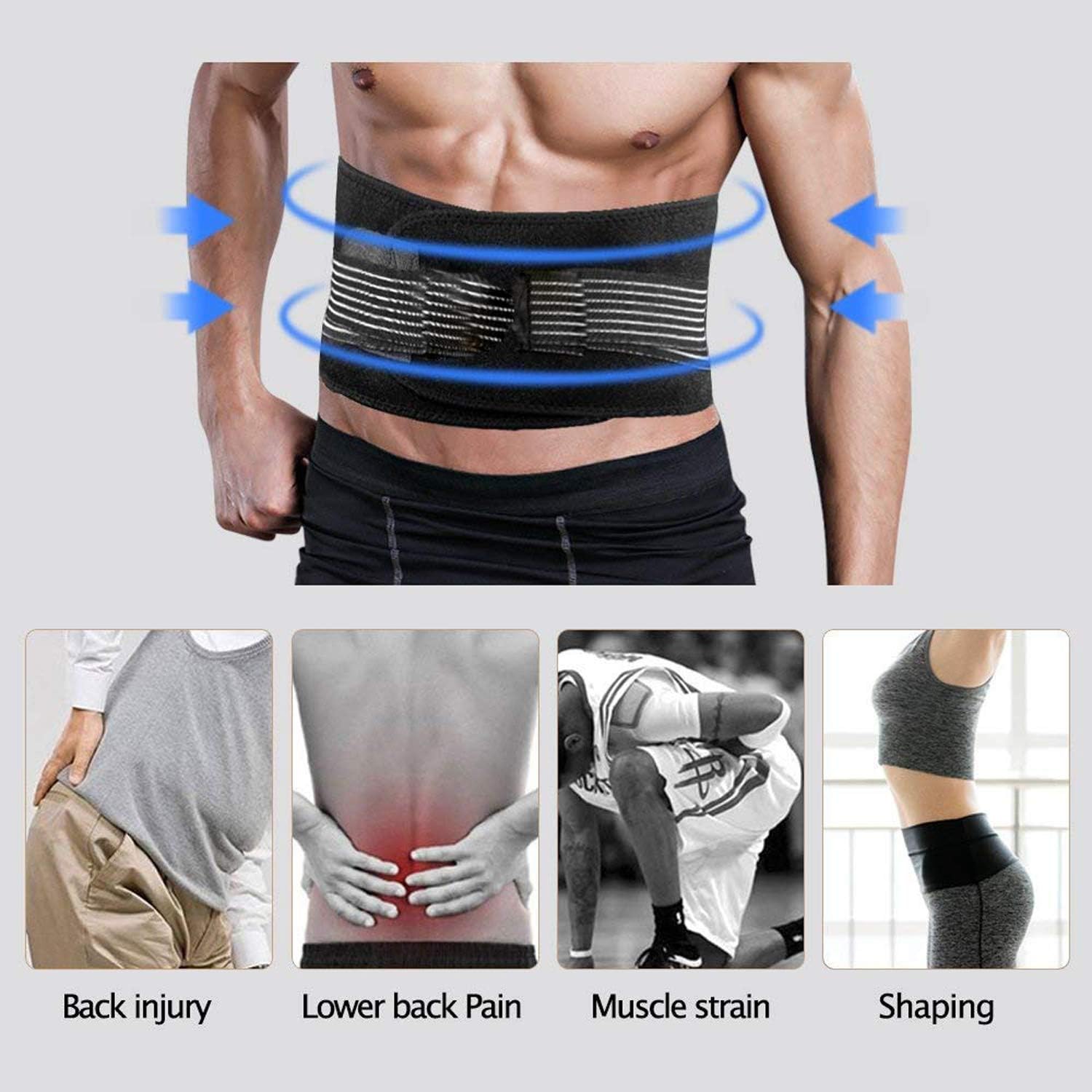 WONFAST Deluxe Neoprene Double Pull Lumbar Lower Back Support Brace Exercise Belt Waist Trainer Trimmer Belt with Dual Adjustable Straps Abdominal Binder Belly (XX-Large/40-44") : Health & Household