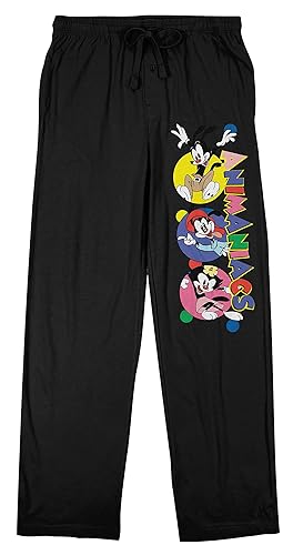Animaniacs Warner Brothers and Dot Men's Black Sleep Pajama Pants - Large - Black
