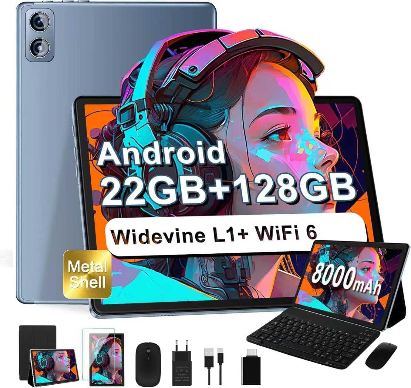 Tablet Android 10" 22GB RAM, Potencia y Seguridad HD