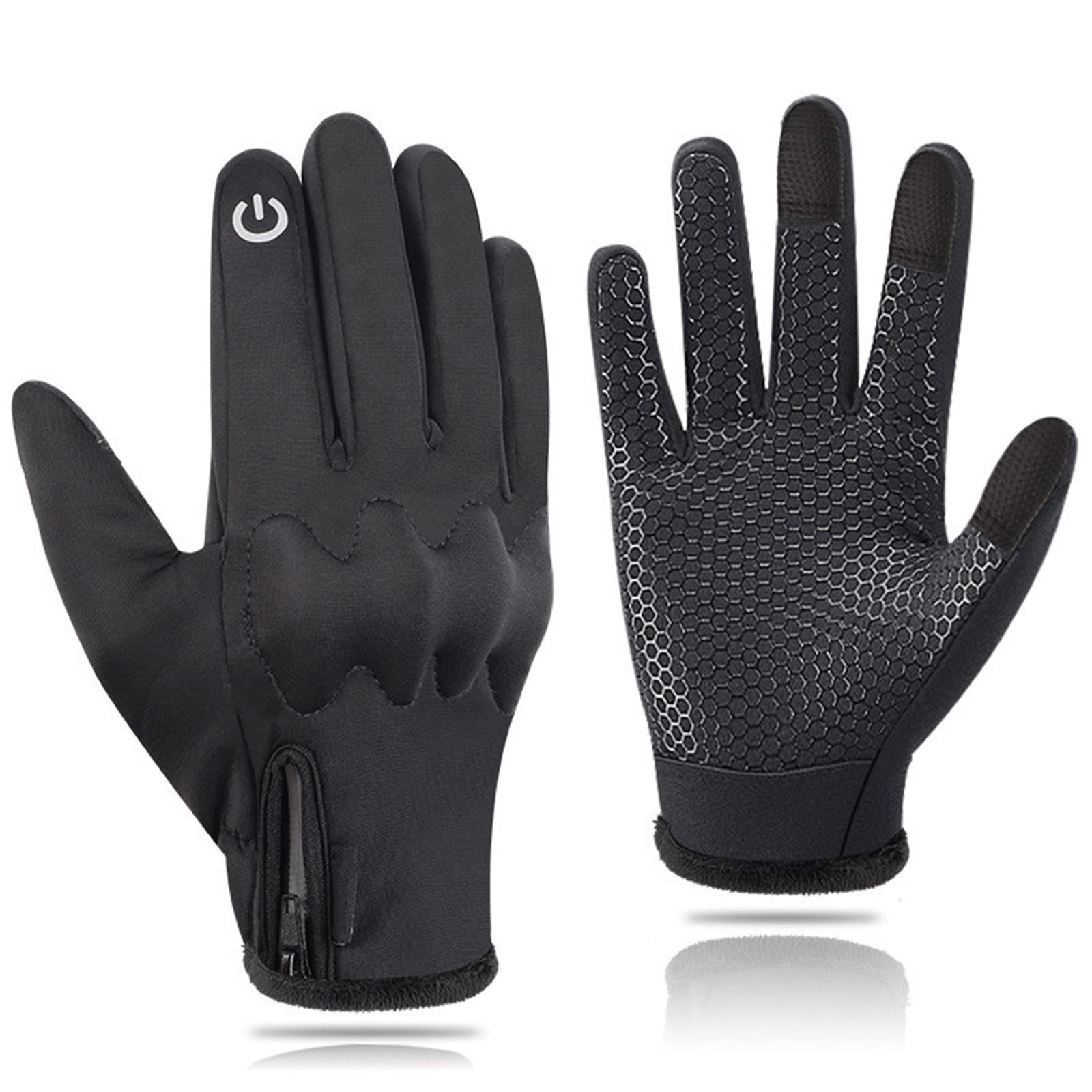 Gants de moto hiver pour hommes en velours chaud Noir X