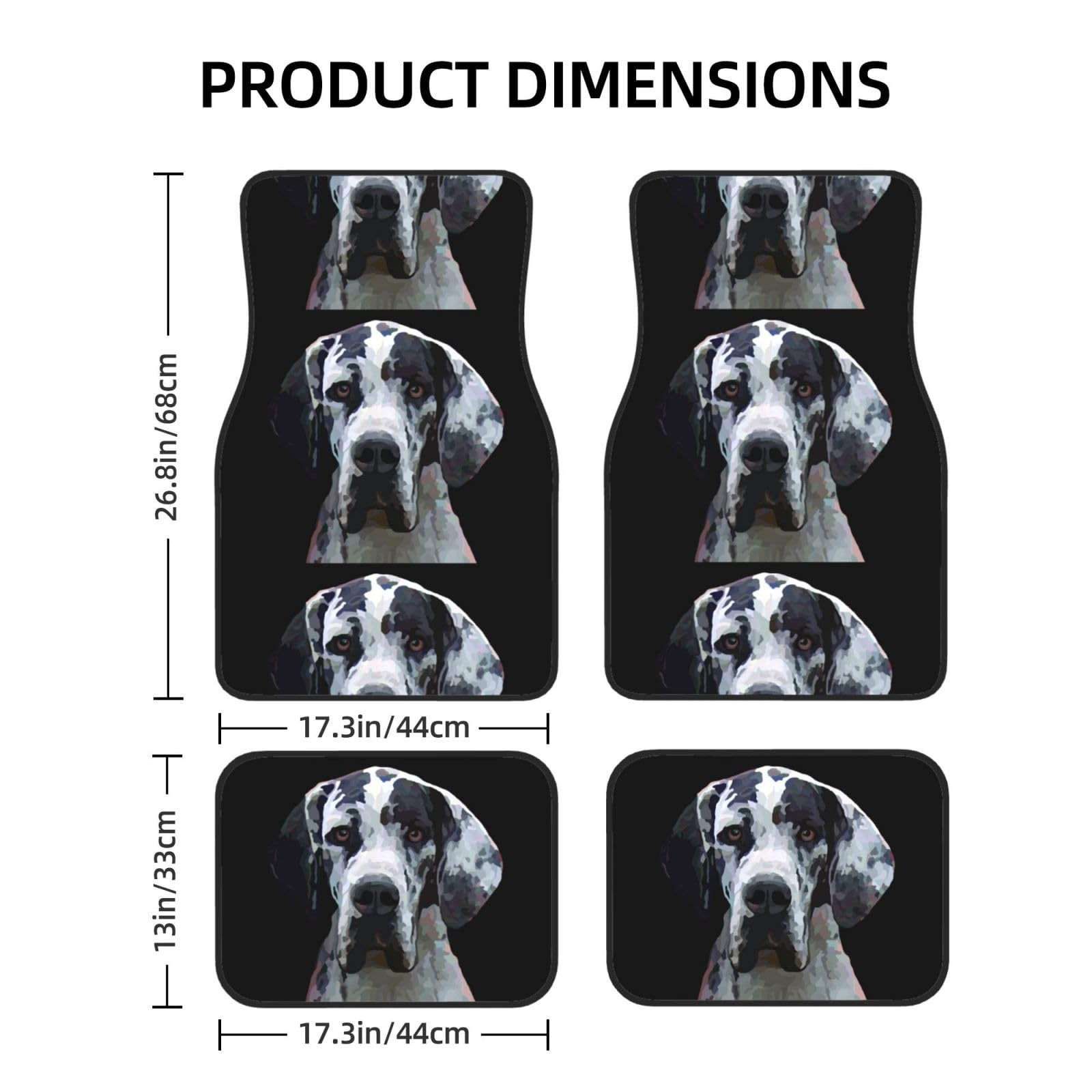 Kunst mit Motiven von Doggen, 4er-Set Auto-Fußmatten, Neopren-Fußmatten für Fahrzeuge, rutschfeste Auto-Fußmatten, Autozubehör