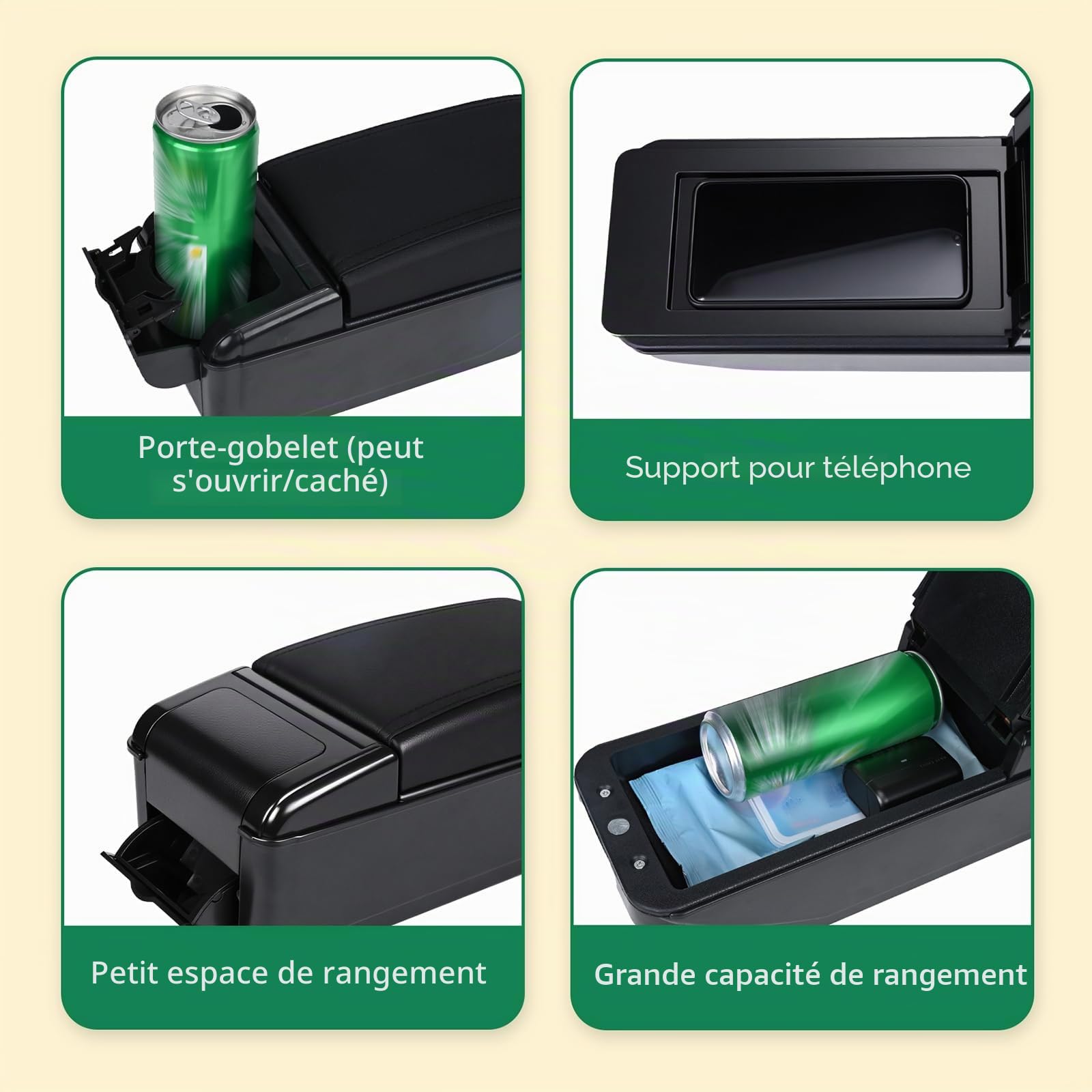 ZENVI Compatible with Seat Ibiza Accoudoirs 6F 2017-2026 | Peut servir d'appui pour le coude,Repose-bras, Console Centrale Accoudoir,Bicouche Espace Rangement