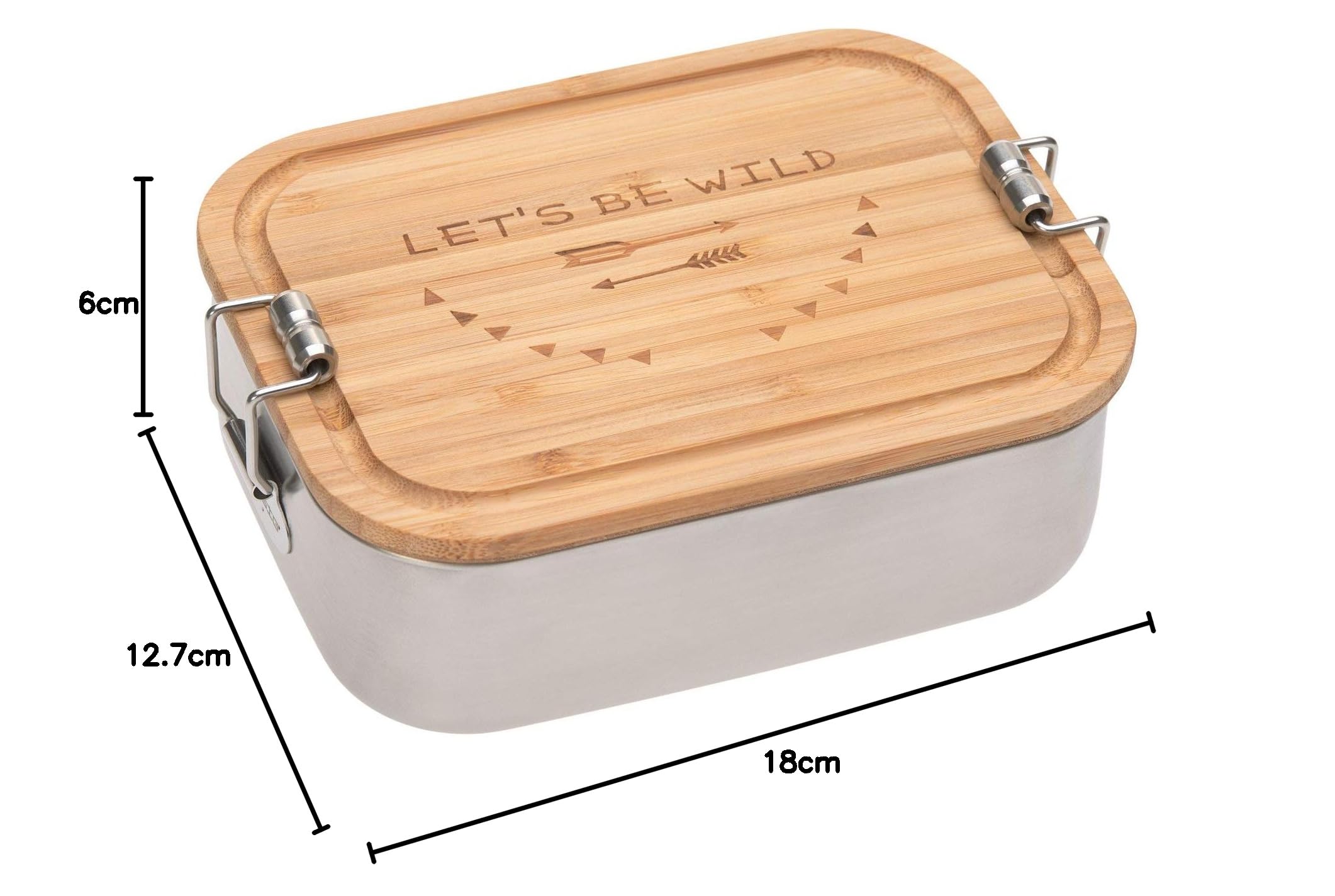LÄSSIG Scatola di pranzo per bambini in acciaio inossidabile e bambù scatola di colazione scatola di pranzo sostenibile scuola materna/Lunchbox Stainless Steel Bamboo Adventure let's be wild