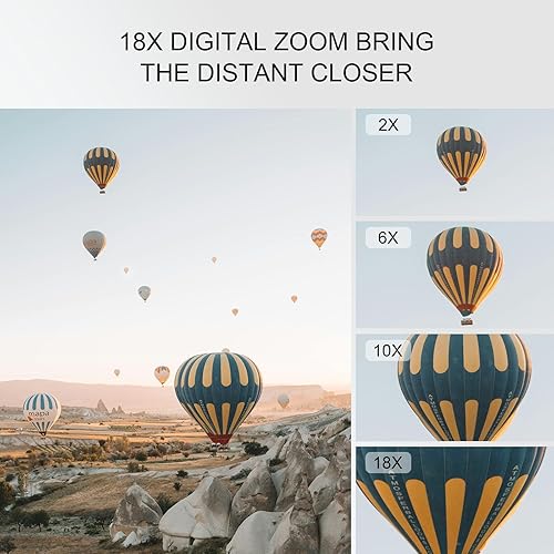 Miniatura 7 de Yatao Cámara digital con WiFi, kit de cámara fotográfica 4K 5K 64MP para YouTube, cámara dual frontal y trasera para selfie conveniente, equipada