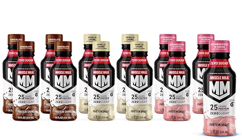 Miniatura 2 de Muscle Milk - Batido de proteína  Paquete variado de bebidas proteicas  14 onzas líquidas Muscle Milk Zero Protein Shakes  Batido de proteínas,