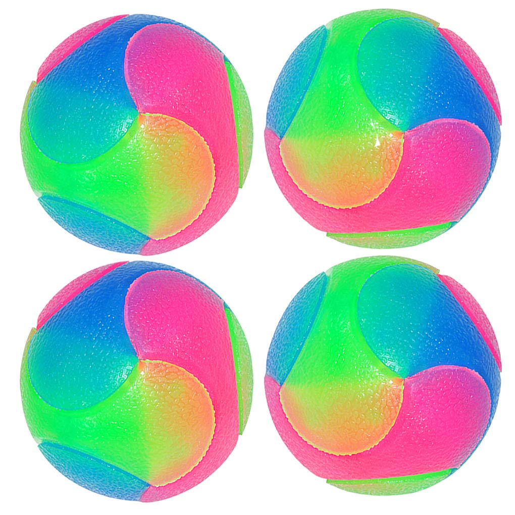 FineInno 4 pcs Large Light Up Dog Balls Flashing Elastic Ball Glow in The Dark Interactive Pet Toys
