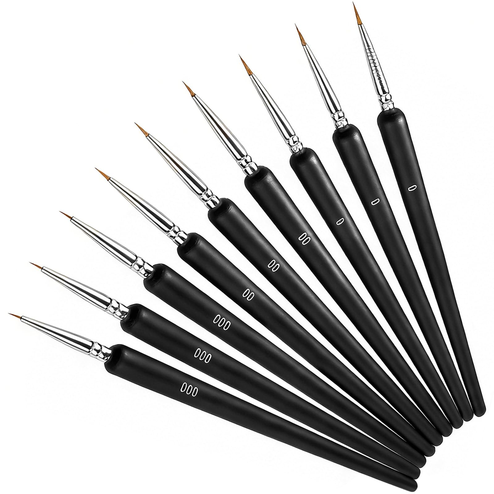 Artist Paint Brushes, 9 PCS Miniature Fine Paint Brush, Fine PaintBrushes Miniature PaintBrushes & Model Paint Brushes for Detailing & Art Painting for Artists Beginners (Size 0 × 3, 00 × 3, 000 × 3)