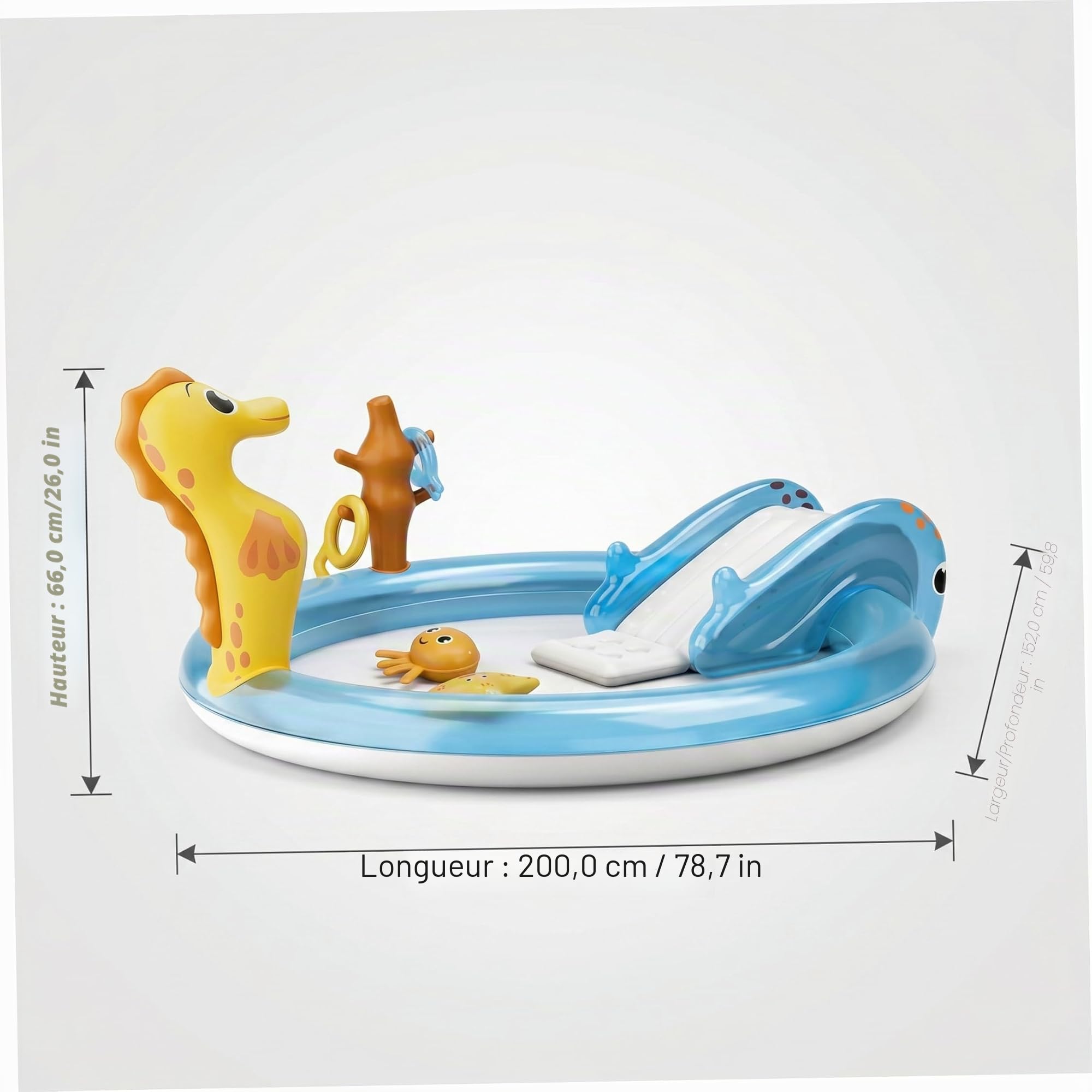 Piscine Gonflable pour Enfants avec Toboggan – Piscine pour Enfants en PVC épais avec arroseur intégré, Grand imprimé Animal Marin pour s'amuser en Plein air