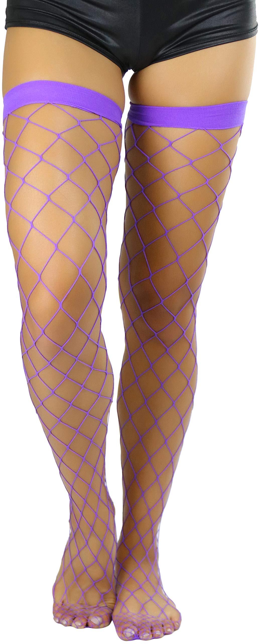 ToBeInStyleWomen’s Bright and Vibrant Fishnet Thigh High Stockings