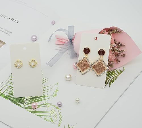 Miniatura 12 de Twavang Juego de portatarjetas para aretes, 100 tarjetas de exhibición de aretes de papel kraft, 100 pares transparentes para aretes con 100 bolsas