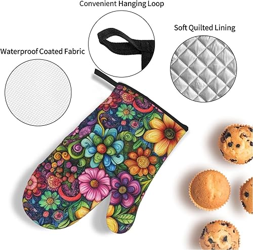 Miniatura 13 de Manoplas de horno y soportes para ollas, arte de mármol blanco y dorado, juego de 4 guantes de cocina resistentes al calor, antideslizantes