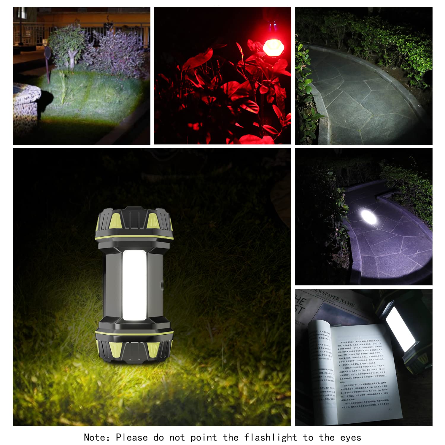 Lanterna da campeggio ricaricabile, 8 modalità, torcia a LED luminosa, 4800 mAh, impermeabile, lanterna di emergenza per esterni, uragano, cavo USB incluso