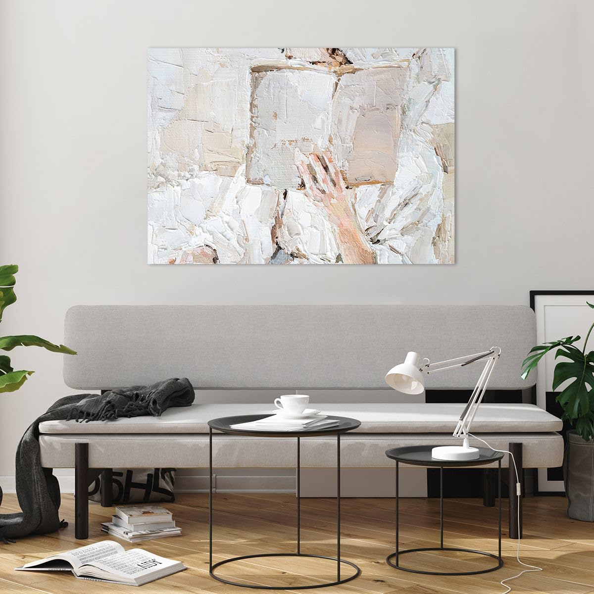ARTTOR Glasbild 100x70cm Wandbild Glasdruck Abstrakt Menschen - 5514 | Hallo Buch Minimalismus Groß Modern Dekoration Wohnzimmer Schlafzimmer Küche Wanddeko Kunstdruck Art Wall Decor ARTTOR