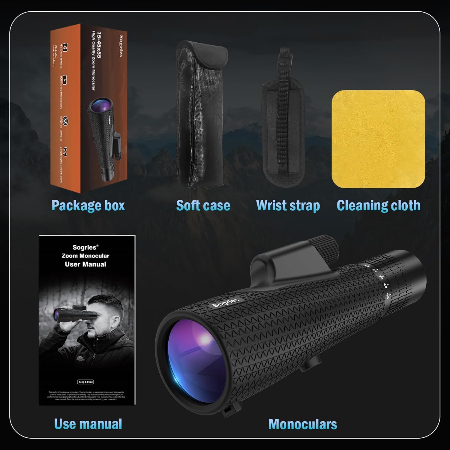 15-45x55 Zoom Monocular Telescope-High Power Monocular for Adults BAK4 Prism for Bird Watching and Traveling Concert - Image 8