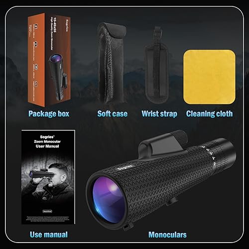 Vista 8 de Telescopio monocular de zoom 15-45x55 de alta potencia - Monocular para adultos con prisma BAK4 para observación de aves y concierto de viaje