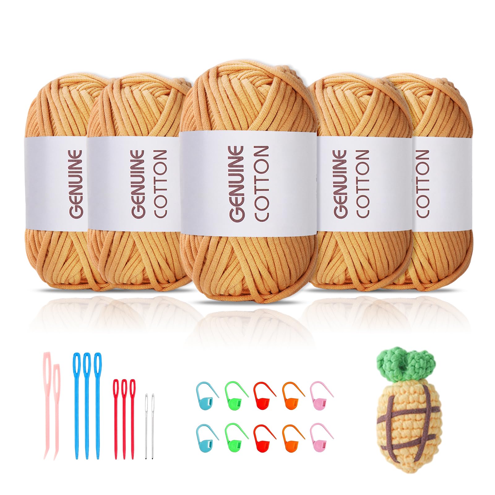 Maxee 5X50g Dickes Garn Baumwolle zum Häkeln, Chunky Häkelgarn für Anfänger, Kein Geteiltes Häkeln Amigurumi Wolle, Klobiges Baumwollgarn Einfaches Strickgarn zum Häkeln Stricke