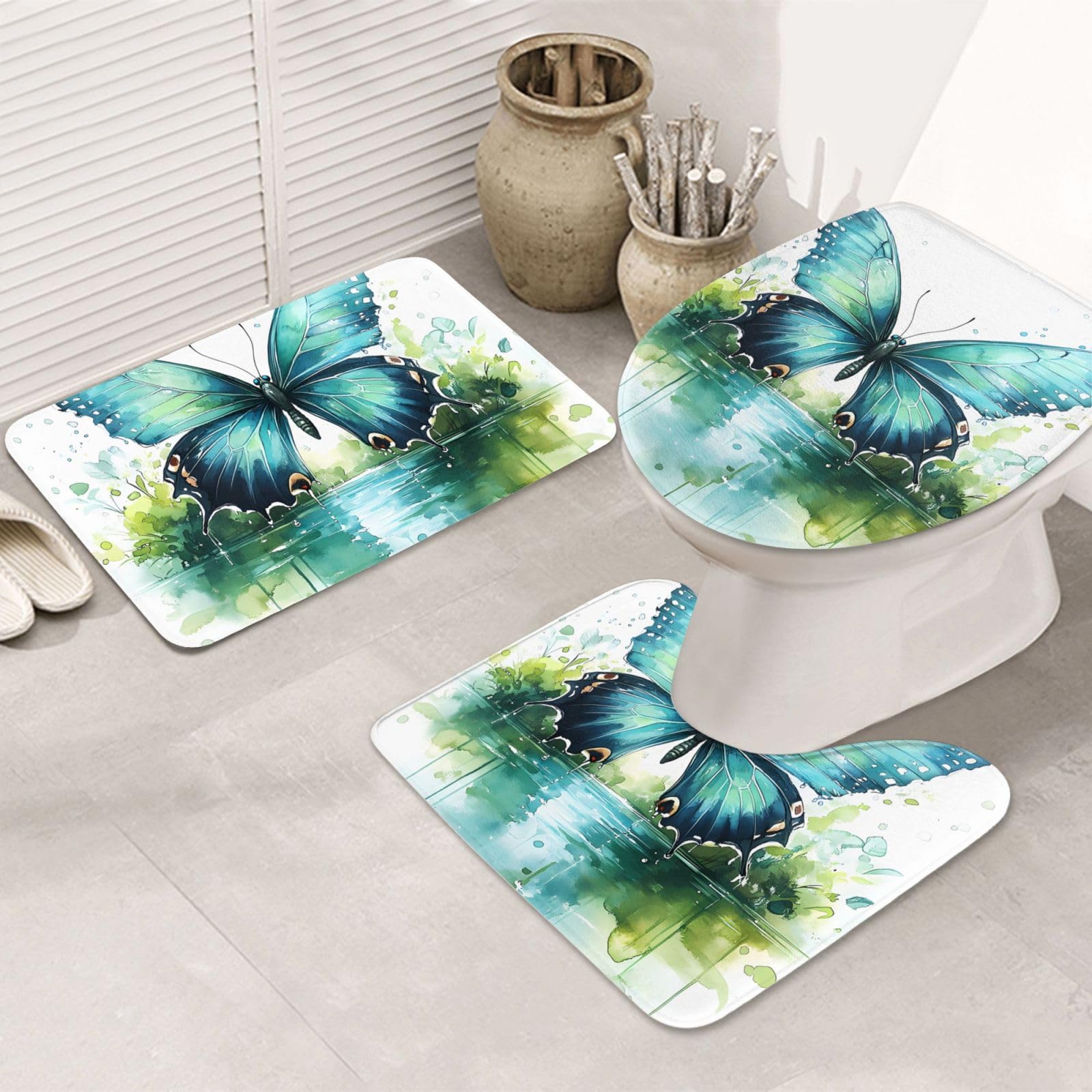 Juego de alfombras de baño de microfibra premium con diseño texturizado exclusivo
