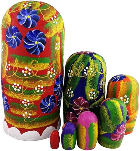 Miniatura 4 de Winterworm 7pcs flores rojas y bayas de madera rusas anidación muñecas matryoshka muñeca rusa