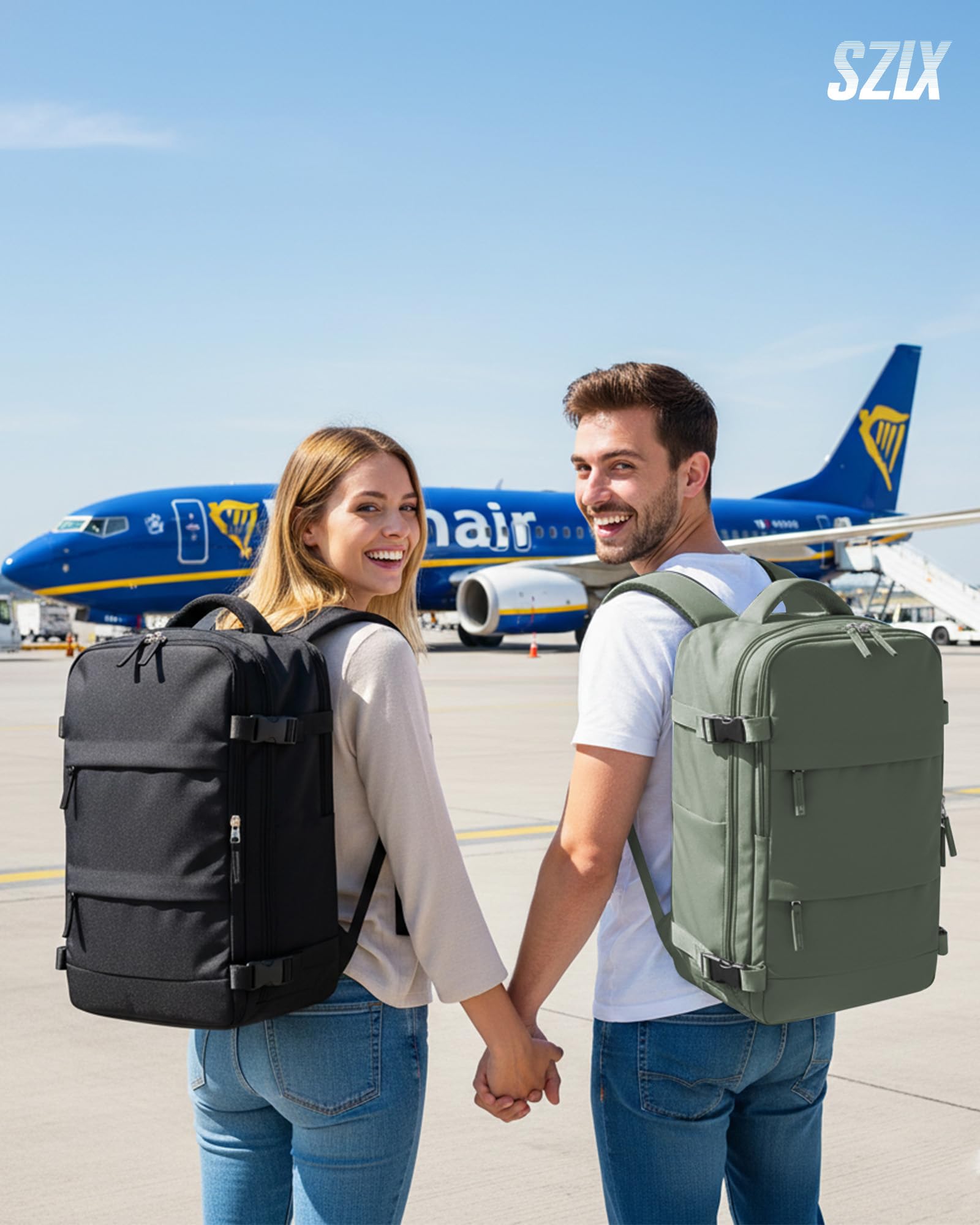 SZLX Plecak Próżniowy Bagaż Podręczny Dla Kobiet, Plecak Z Poduszką i Systemem Próżniowym Do Podróży, Plecak Podróżny Ryanair W Rozmiarze Kabinowym Z Pompką, Wodoodporna Walizka Próżniowa Dla Mężczyzn