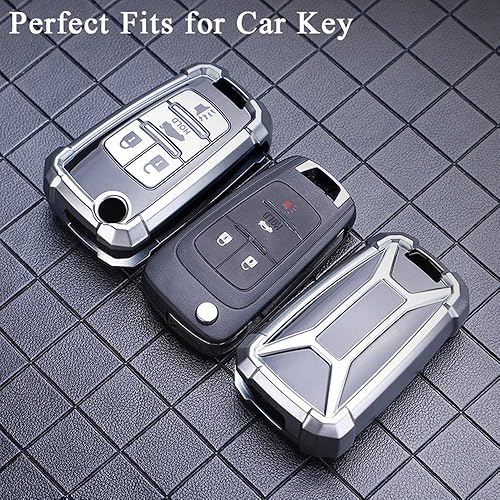 Miniatura 3 de SANRILY Funda para llavero de 3 botones para Chevrolet Cruze Epica Lova Camaro Impala Aveo con control remoto sin llave, TPU suave, protección