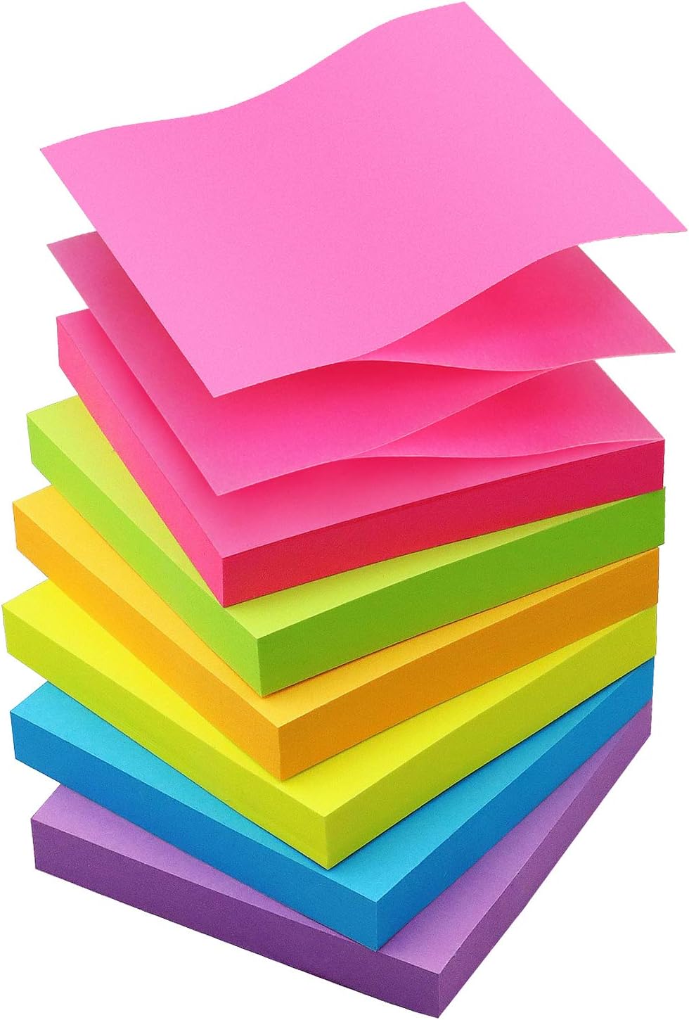 Sticky Notes 3x3 Pop Up Self-Stick Notes Pads with 6 Bright Colors, Easy to Post for Office, Shool, Home, 6 Pads/Pack, 100 Sheets/Pad(Pop Up)
