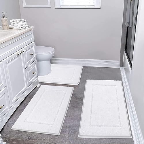 Miniatura 10 de Pauwer Juego de baño, alfombras de baño antideslizantes, alfombras de ducha absorbentes para suelo de baño, bañera y ducha, color azul aguamarina