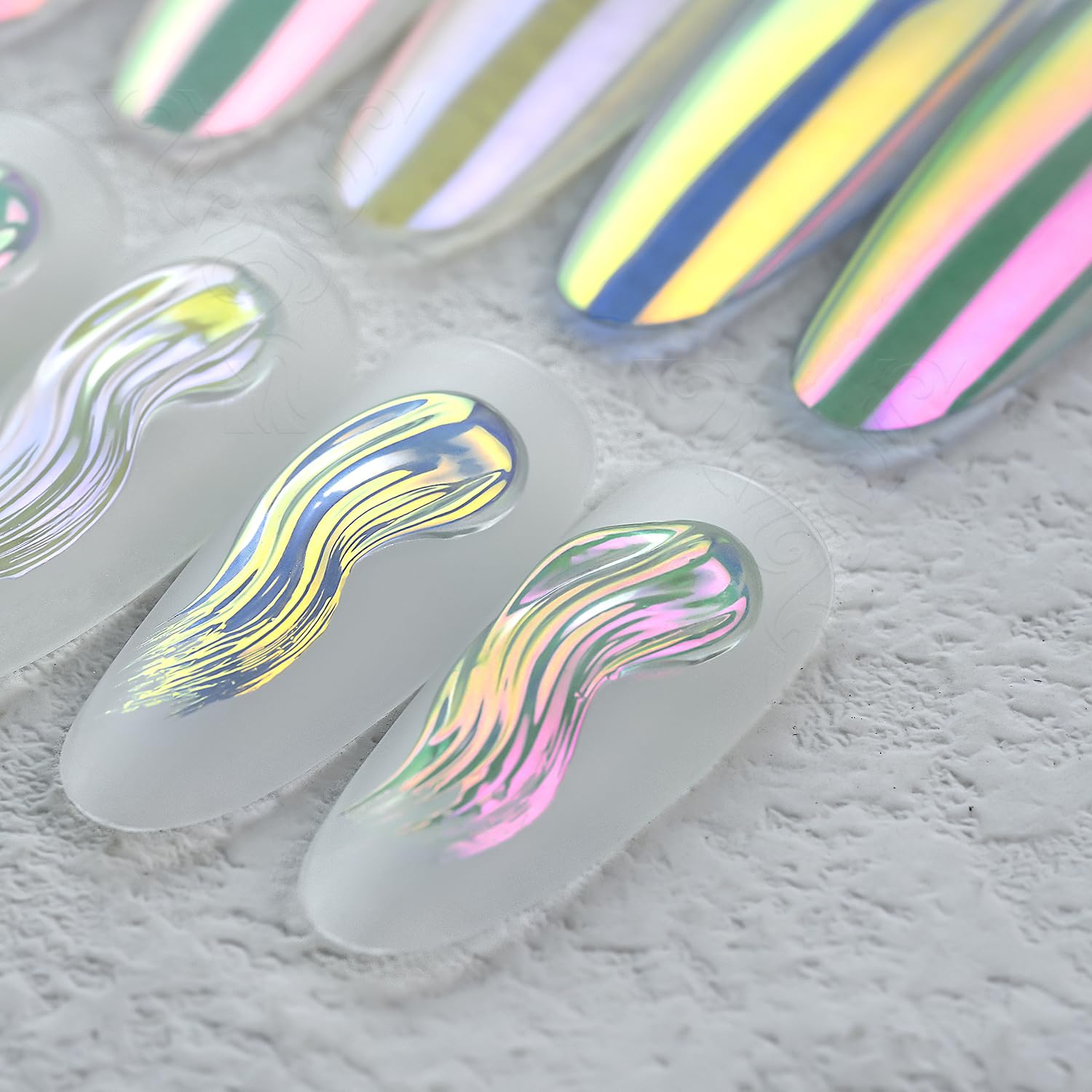 YOKEFELLOW Poudre à ongles GleamTap Cushion Aurora Chrome de - 6 couleurs à effet aurore de sirène, paillettes pour nail art, pour manucure à domicile ou en salon (GT117-GT122)