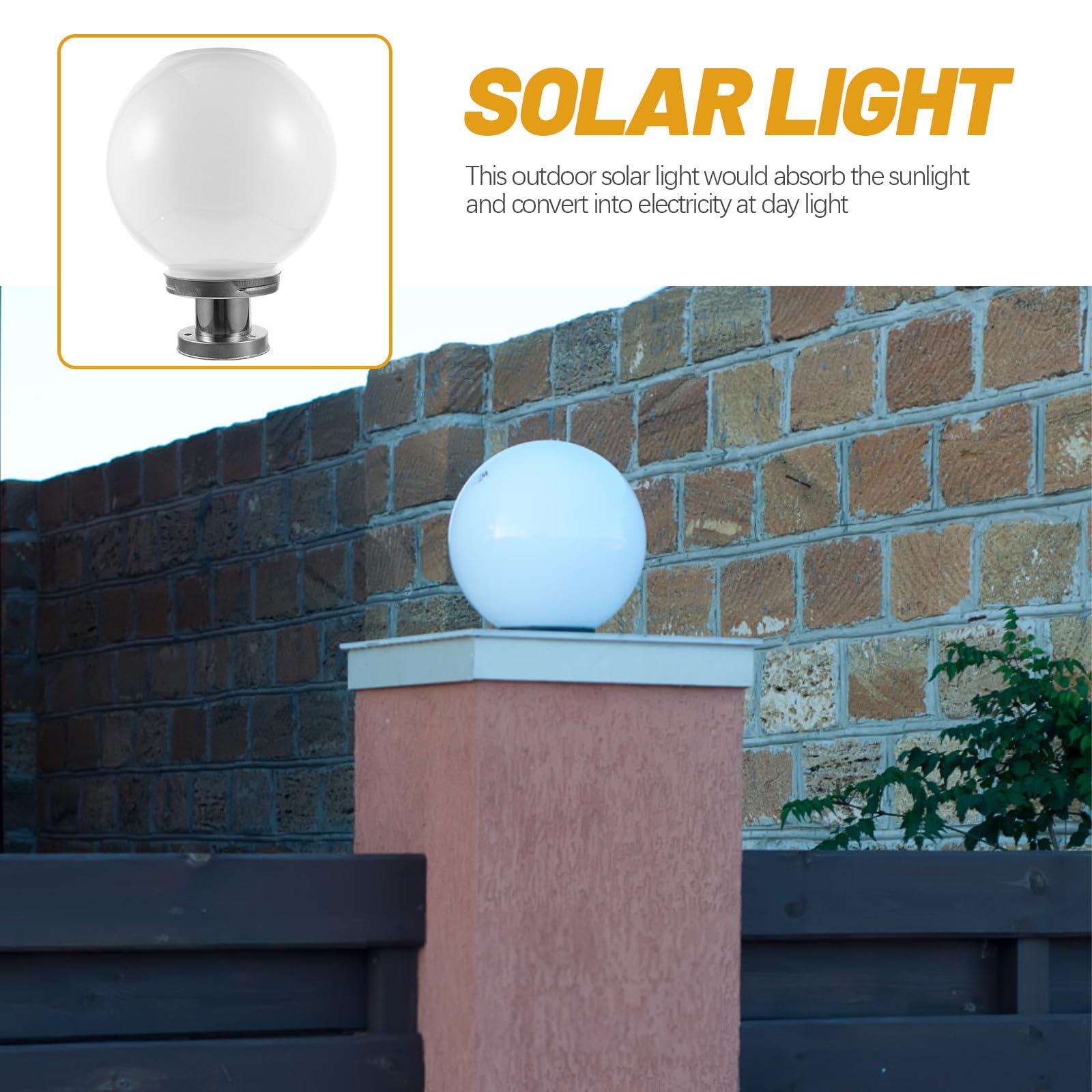 Lámpara Solar de Bola de Color Claro para Exteriores Protección, Luz Ambiental para Pared y Jardín, Fabricada en Plástico Resistente para Iluminación Saludable
