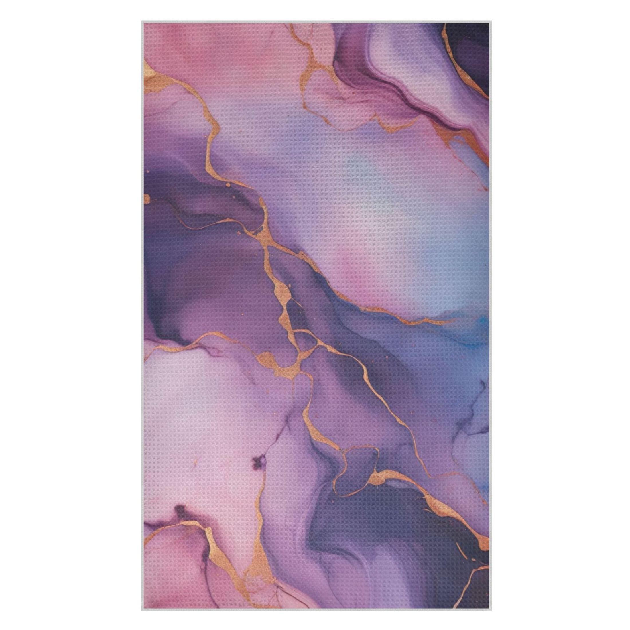 Kutsu Purple Marble Waffle Weave Kitchen Towels Absorbent Quick Drying Dish Towels for Kitchen, Decorative Tea Towel, 18x30 in
