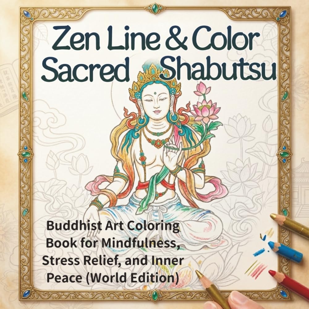 Zen Line & Color: Sacred Shabutsu: Buddhist Art Coloring Book for Mindfulness, Stress Relief, and Inner Peace (World Edition) (Finding Peace through Shabutsu)